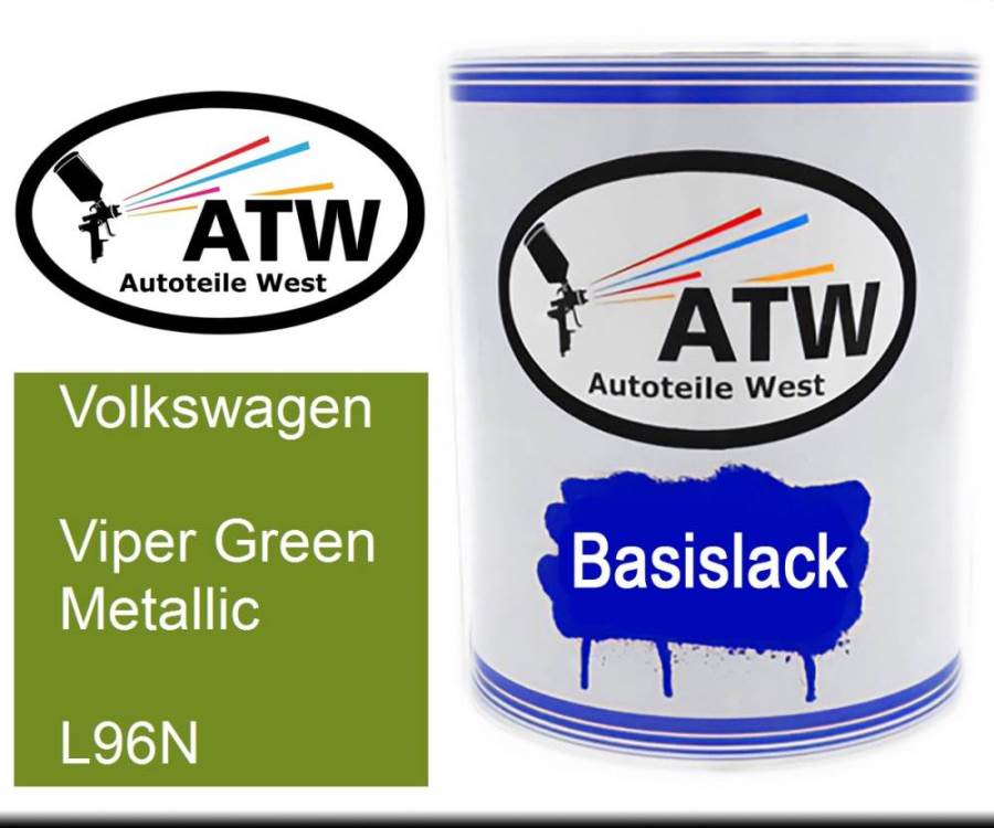 Volkswagen, Viper Green Metallic, L96N: 1L Lackdose, von ATW Autoteile West.